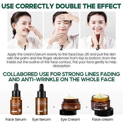 VIBRANT GLAMOUR Retinol Face Cream And Eye Serum 2 PCS/Set Firming Lifting Anti-Aging Reduce Wrinkle Fine Lines Facial Skin Care