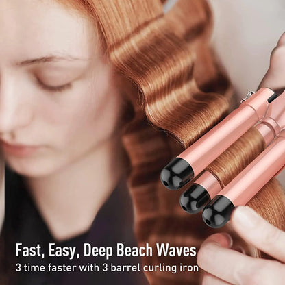 5 in 1 Curling Iron 3 Barrel Crimper Wand Hair with Fast Heating for All Hair Types