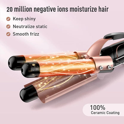 5 in 1 Curling Iron 3 Barrel Crimper Wand Hair with Fast Heating for All Hair Types