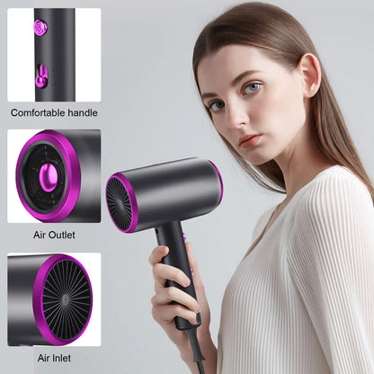 Hair Dryer with Diffuser Blow Dryer Comb Brush 1800W Ionic Hair Dryers with Diffuser Constant Temperature
