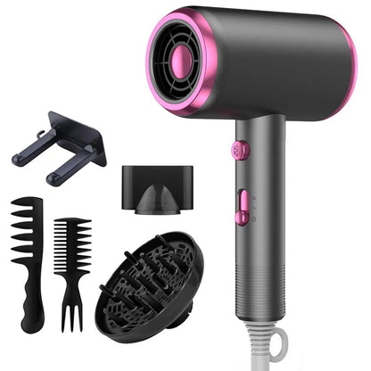 Hair Dryer with Diffuser Blow Dryer Comb Brush 1800W Ionic Hair Dryers with Diffuser Constant Temperature