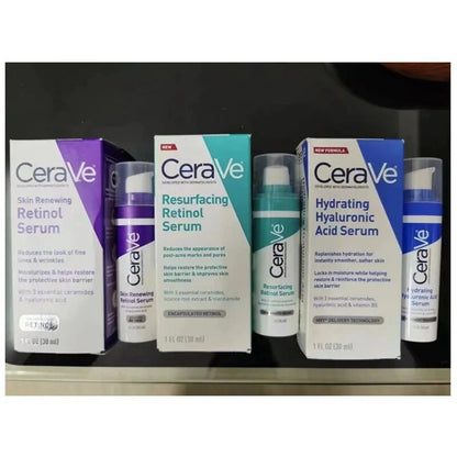 CeraVe Hyaluronic Acid Serum/Resurfacing Retinol/Skin Renewal Retinol Moisturizing Anti-Aging Repair Sensitive Skin Care 30ml