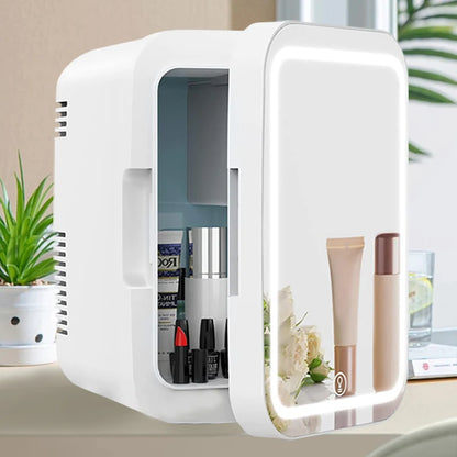 Cooseon 4L Mini Mirror Beauty Fridge: Skincare & Makeup Refrigerator with AC/DC Heating and Cooling