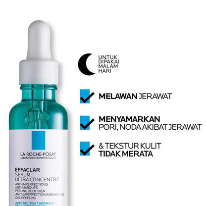 La Roche-Posay Effaclar Ultra Concentrated Serum Triacid Skin Revitalizing Anti-Acne Fade Red Stracks Shrink Pores Essence 30ML