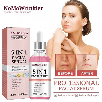 NoMoWrinkler 5-in-1 Hydrating Vitamin C Serum with Hyaluronic Acid, Niacinamide, Vitamin E & Collagen, 30ml