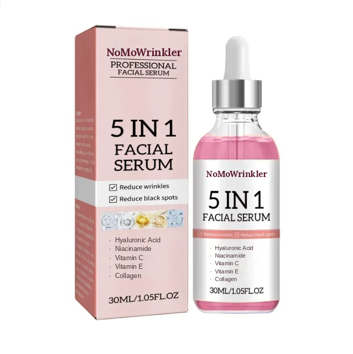 NoMoWrinkler 5-in-1 Hydrating Vitamin C Serum with Hyaluronic Acid, Niacinamide, Vitamin E & Collagen, 30ml