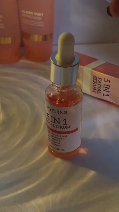 NoMoWrinkler 5-in-1 Hydrating Vitamin C Serum with Hyaluronic Acid, Niacinamide, Vitamin E & Collagen, 30ml